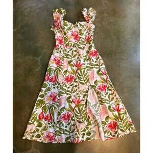 Reformation Denver Floral Linen Midi Dress Size 6 Coquettecore Date feminine